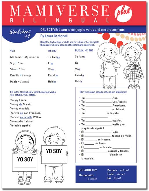 #BilingualPlus Downloadable Spanish Worksheet #4 For Kids - Mamiverse