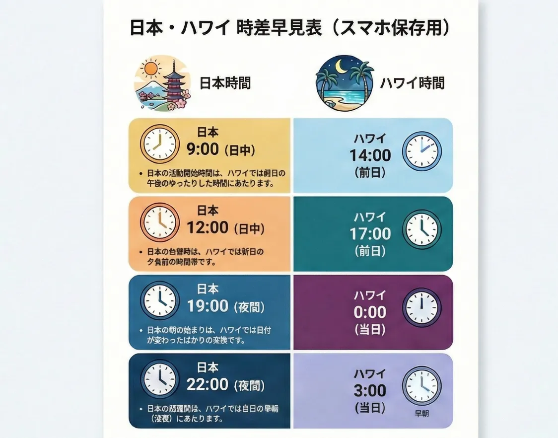 日本とハワイの時差19時間！一瞬で計算できる裏ワザと時差ボケ対策【完全版】