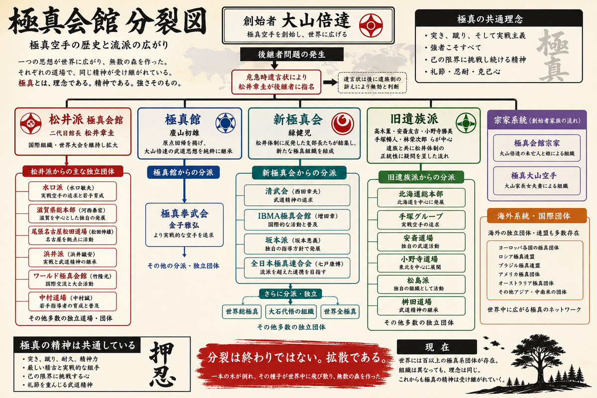 極真会館の分裂図と派閥相関図｜後継者問題の真相と現在の状況