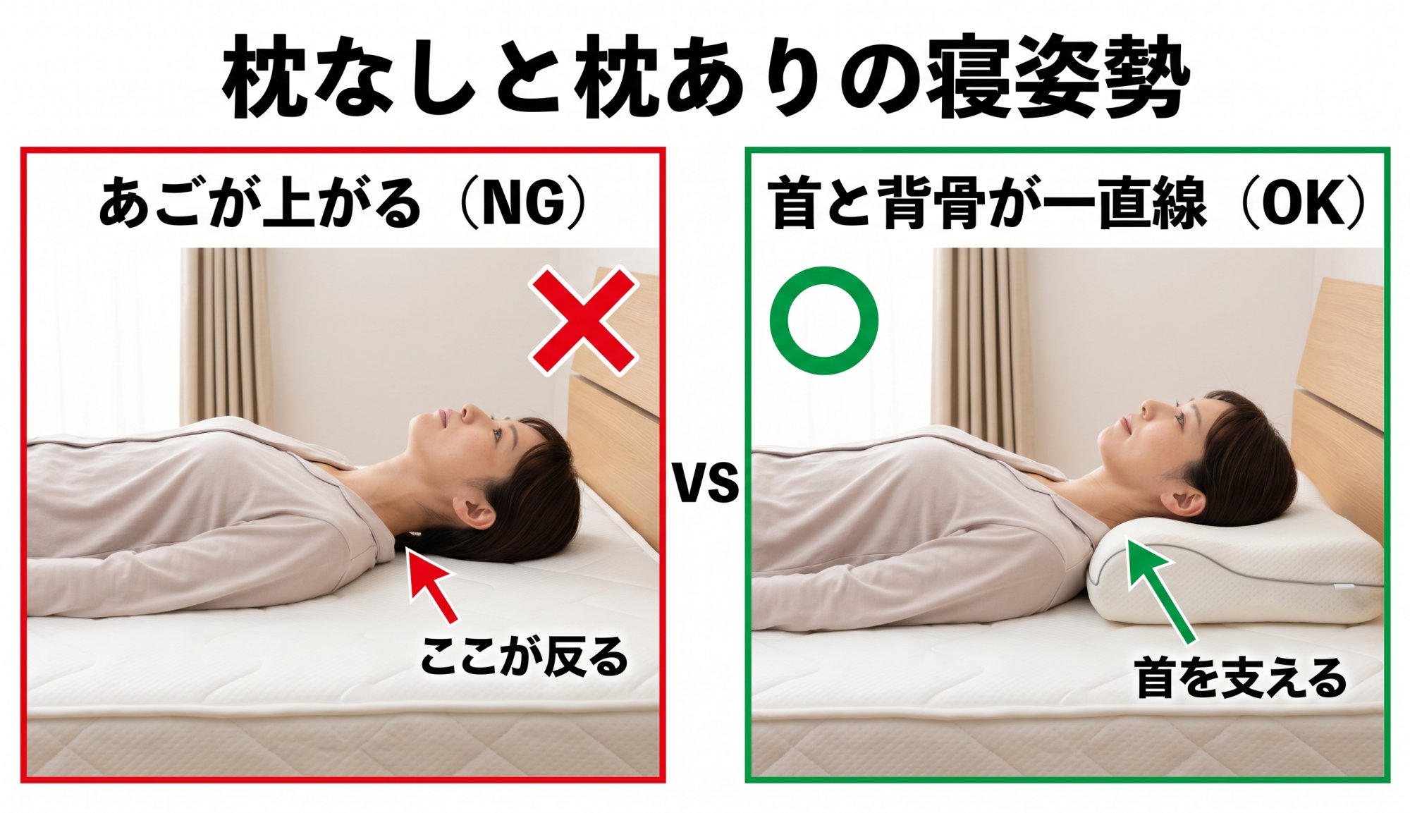 枕なしで寝る効果の真相！首のシワ・ストレートネック悪化の罠と選び方