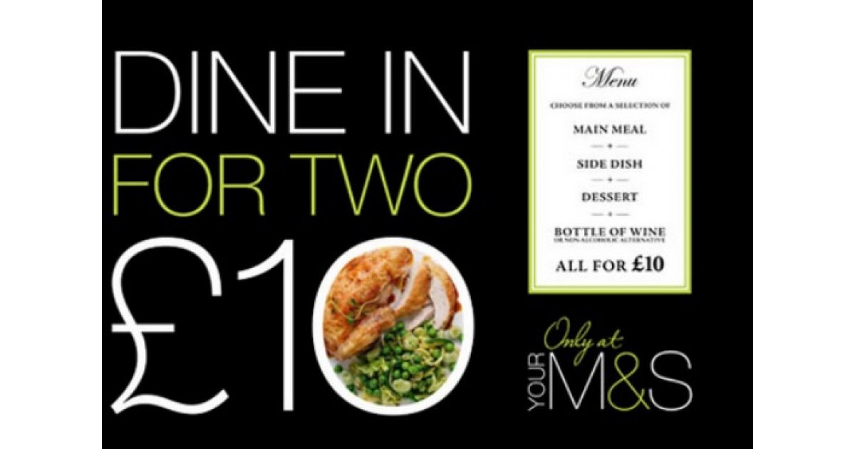 Dine in for 2 Marks and Spencer Menu