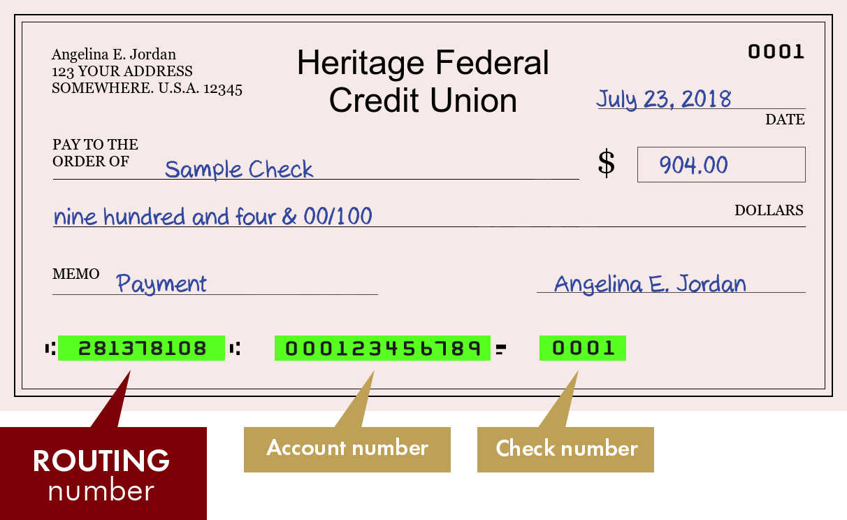 Heritage Federal Credit Union Routing Number