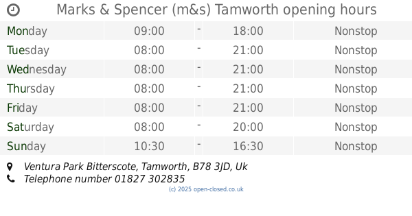 Marks and Spencer Ventura Park Opening Times