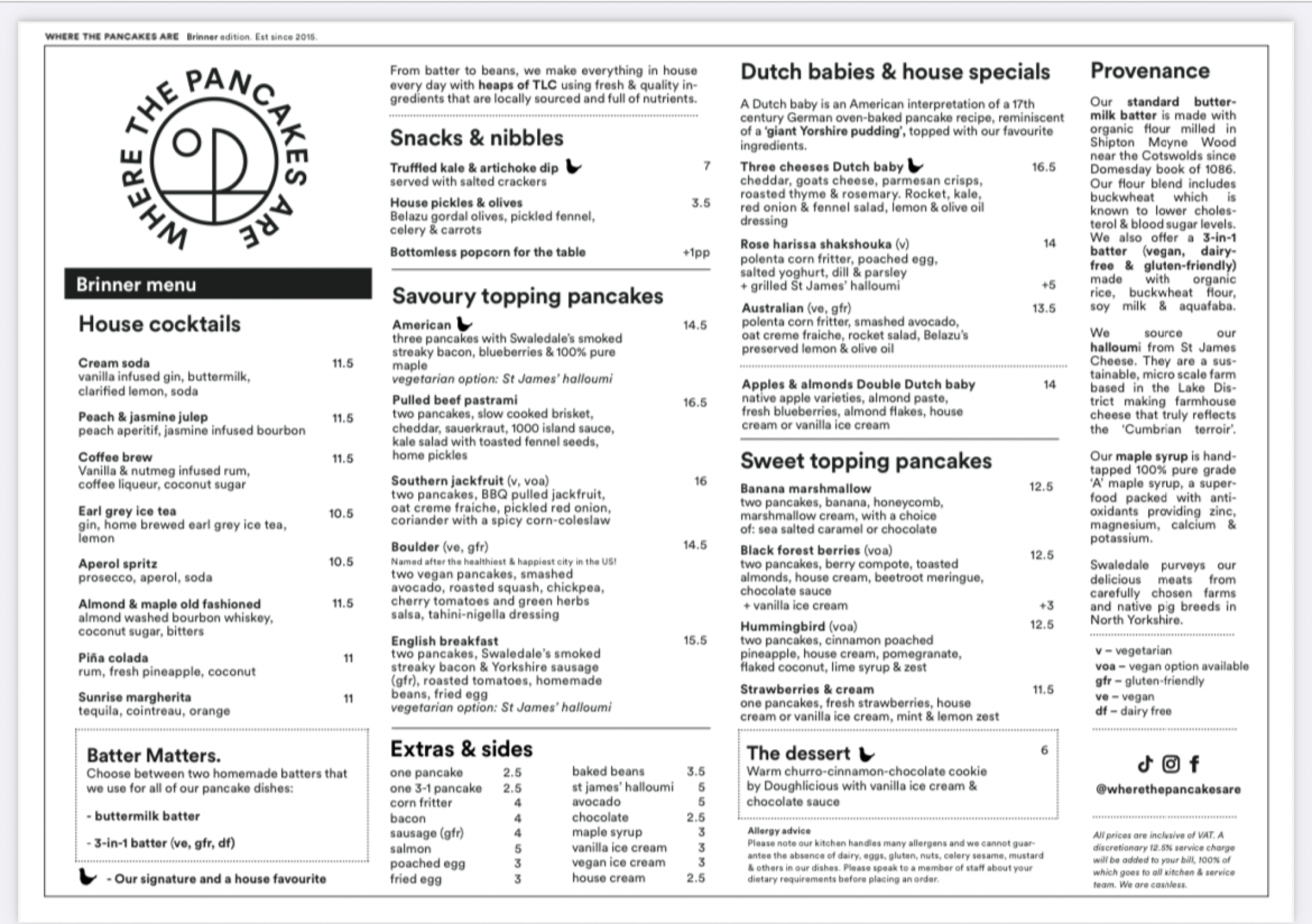 Where the Pancakes Are - Battersea Menu