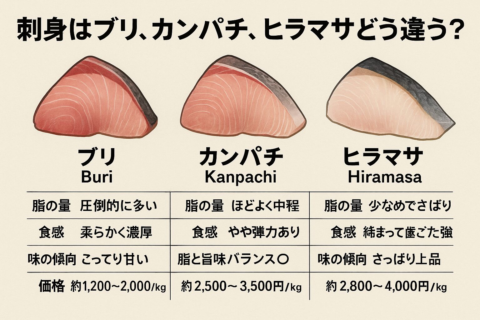 カンパチとブリの違いを徹底比較！見分け方と味・値段の真相
