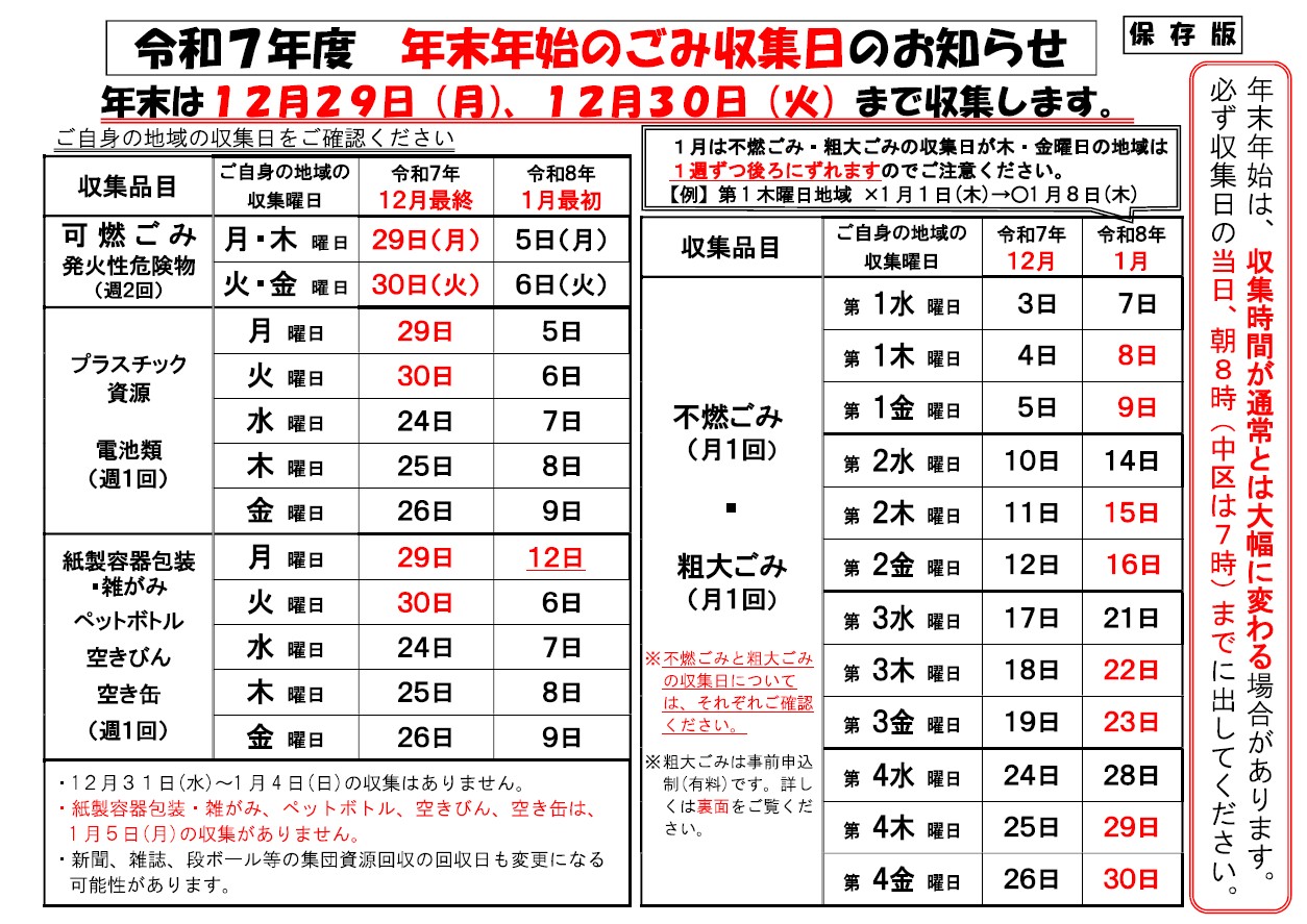 【2026年最新】名古屋市の年末年始ゴミ収集日程と出し遅れ完全防止策