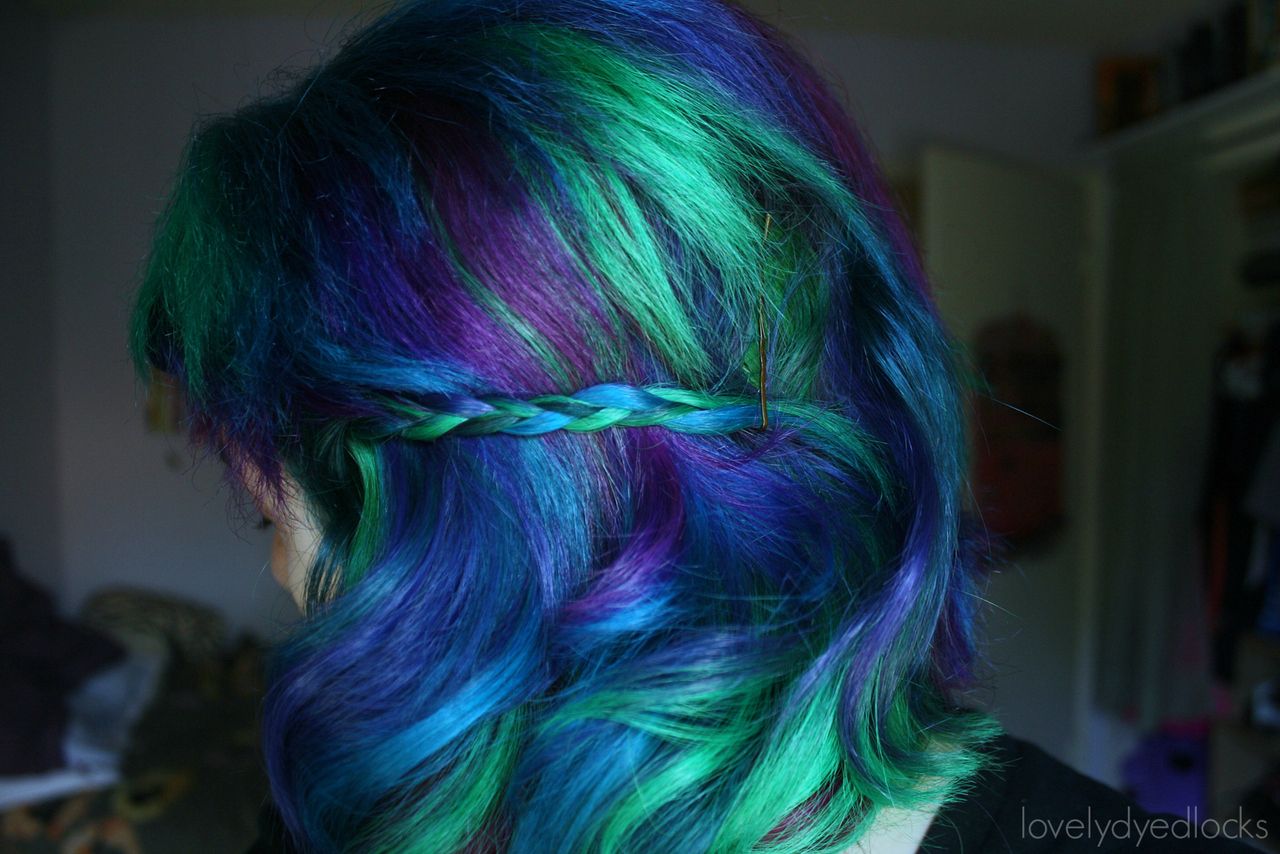 Blue Green and Purple Hair