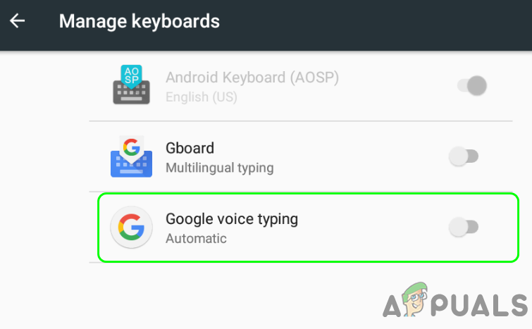 Disable Google Voice Typing