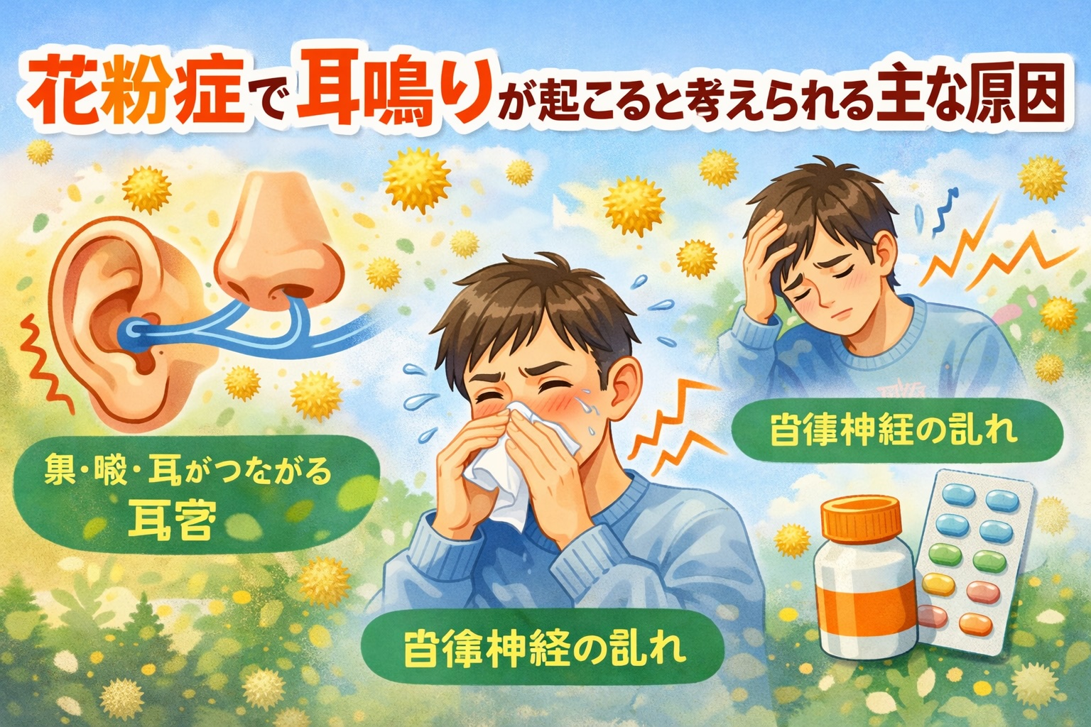花粉症で耳が詰まる原因は？鼓膜の違和感をスッキリ解消する治し方