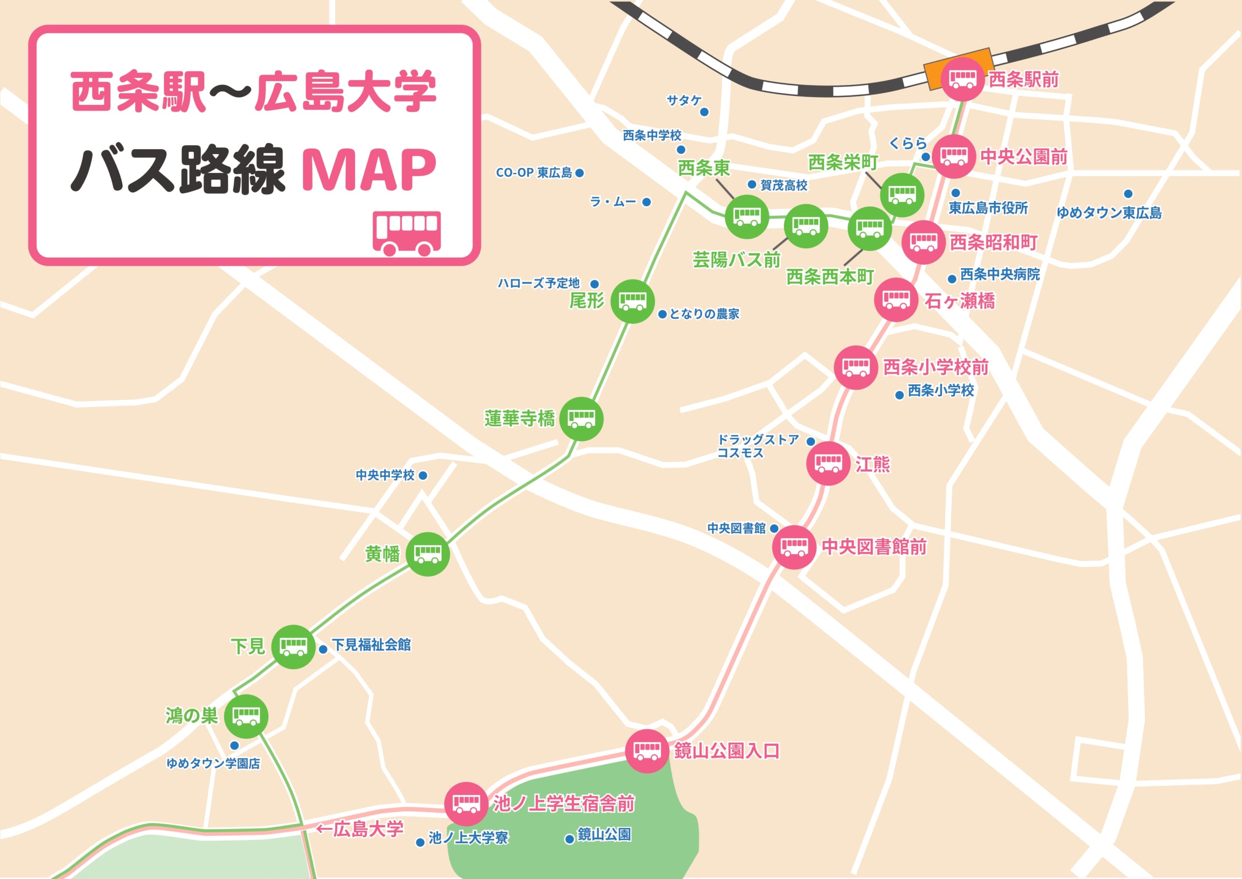 西条駅から広島大学へ徒歩は無謀？バス乗り場・運賃・回避策完全版