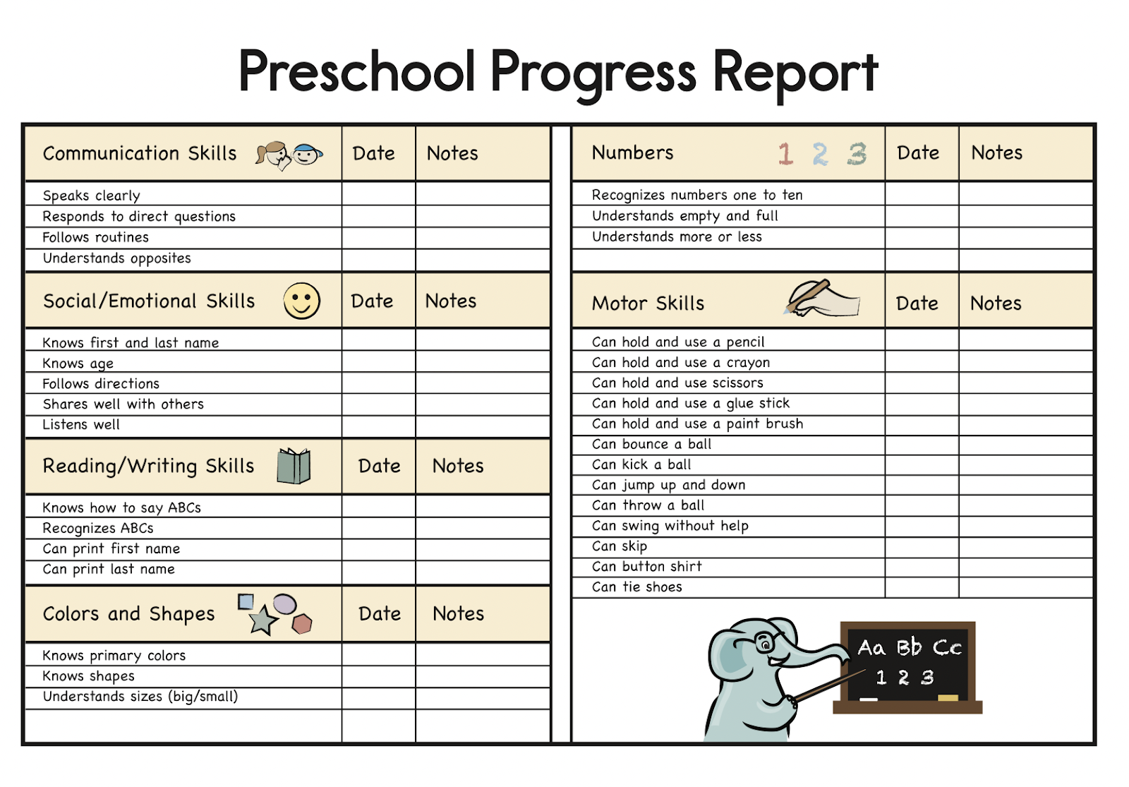 3 Year Old Preschool Progress Report Comments