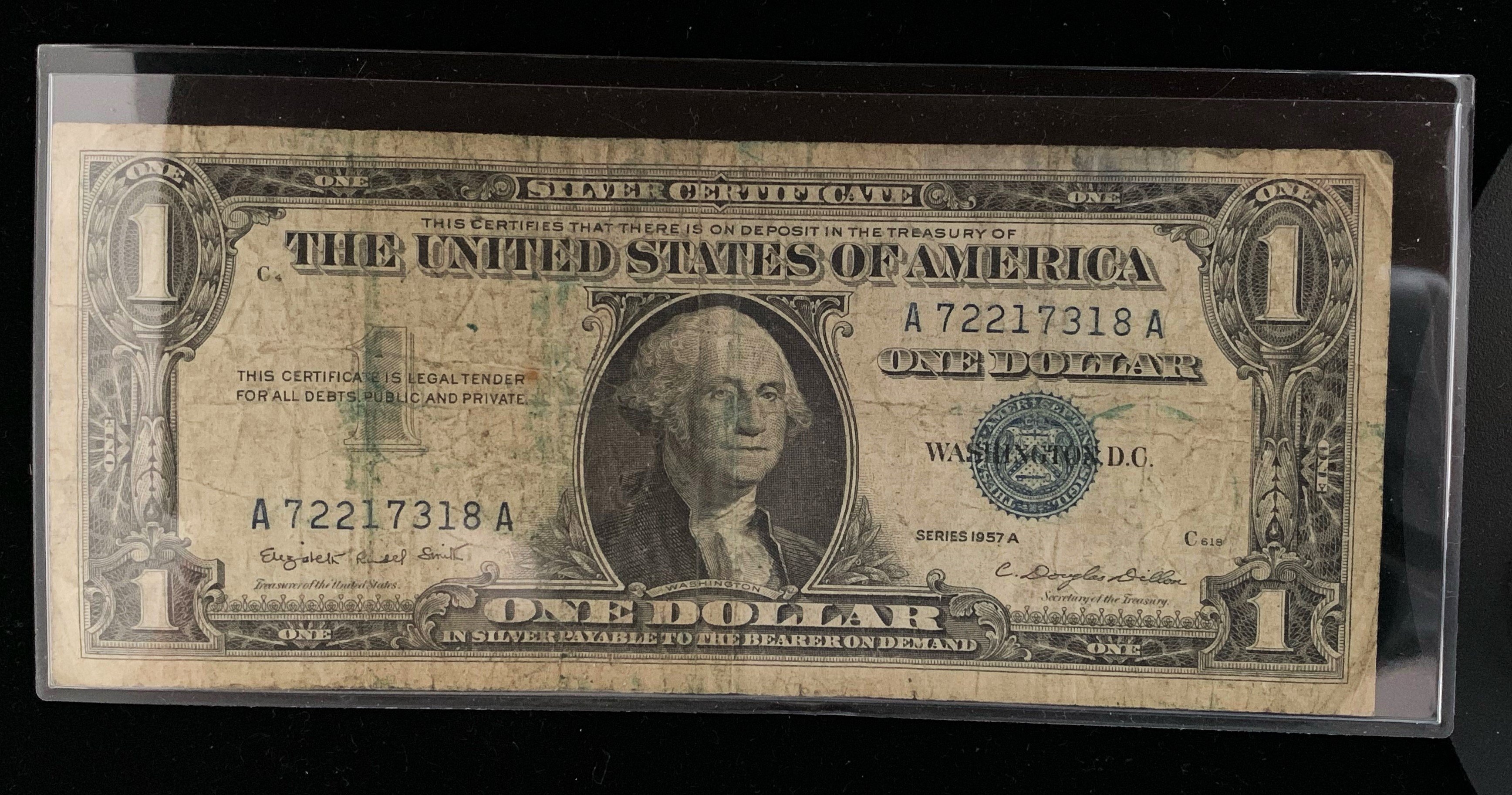 Silver Certificate One Dollar Bill Series 1957 A
