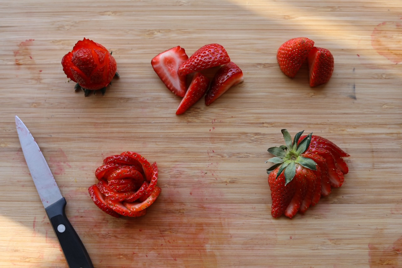 How to Cut Strawberries for Charcuterie Board