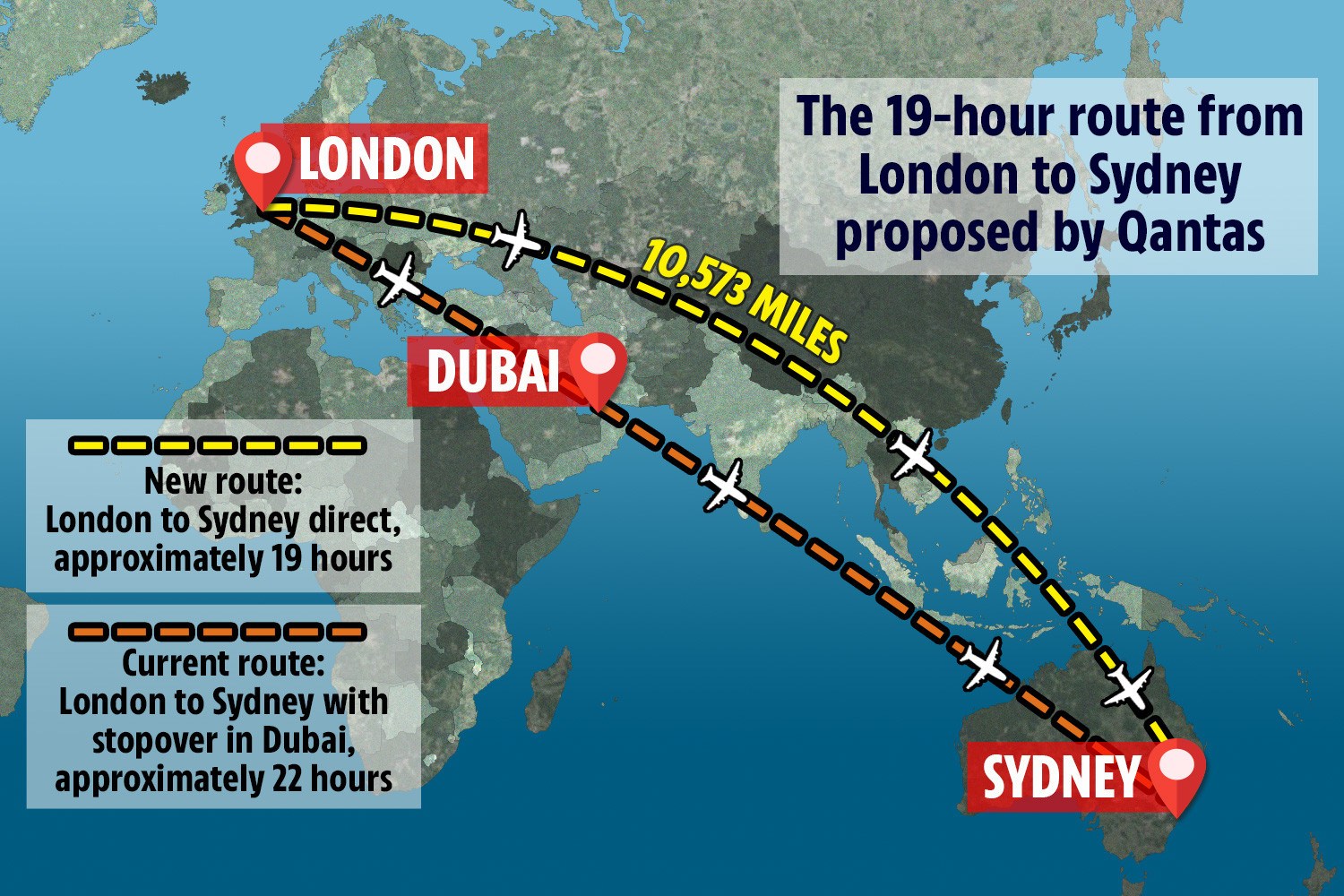 Flying Time from London to Sydney