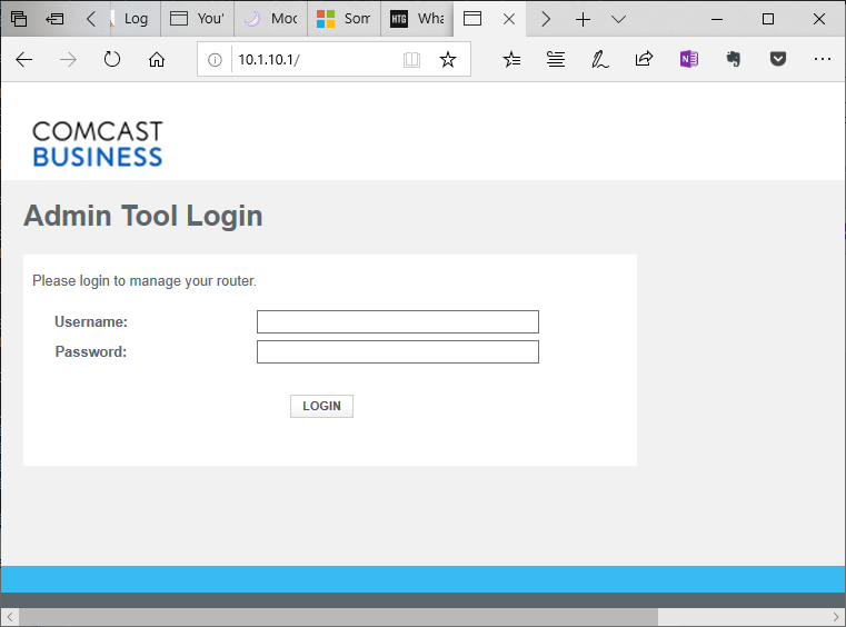 Default Login for Comcast Business Gateway