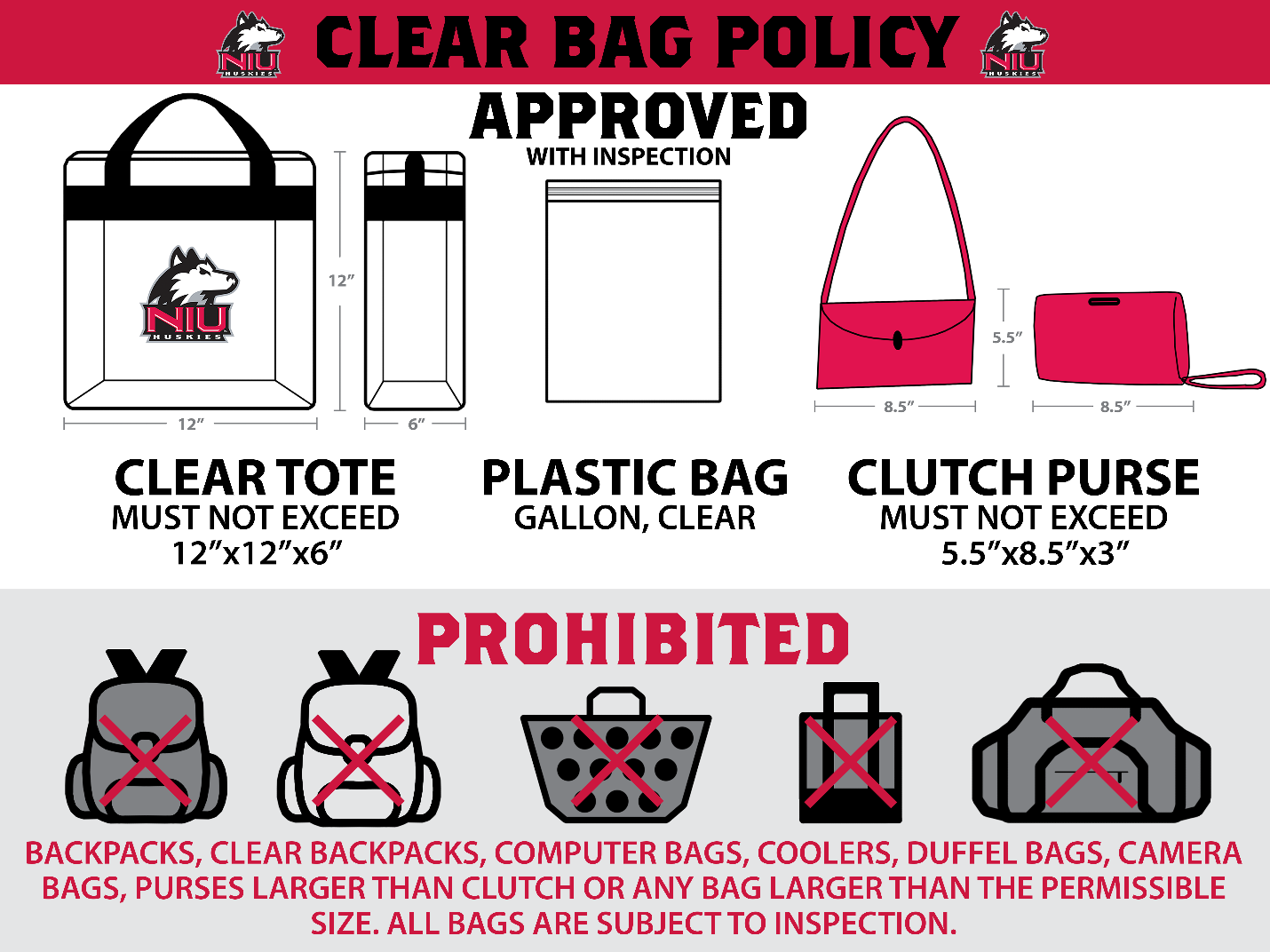 Uw Husky Football Bag Policy