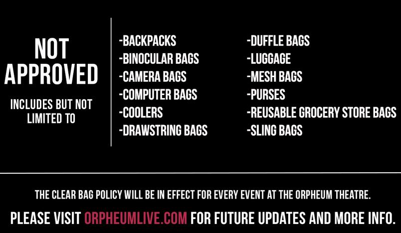 The Orpheum Tampa Bag Policy