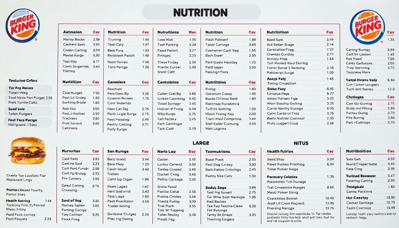 Burger King Menu Calories