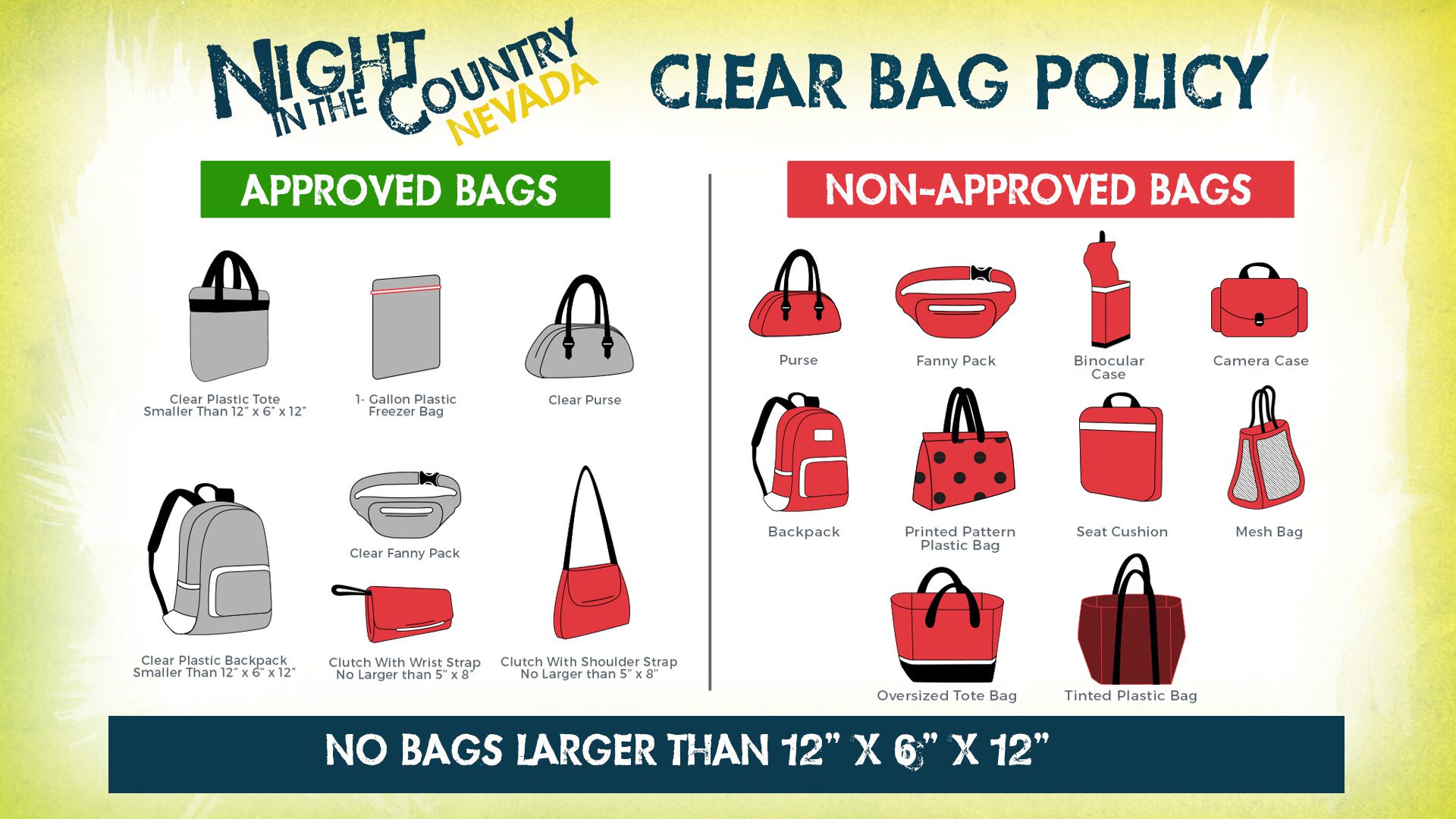 Bok Bag Policy for Concerts