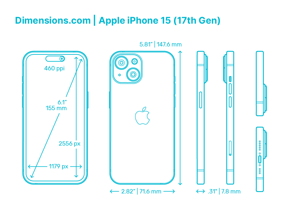 Size of an Iphone 15
