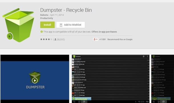 Dumpster Recycle Bin App for Android