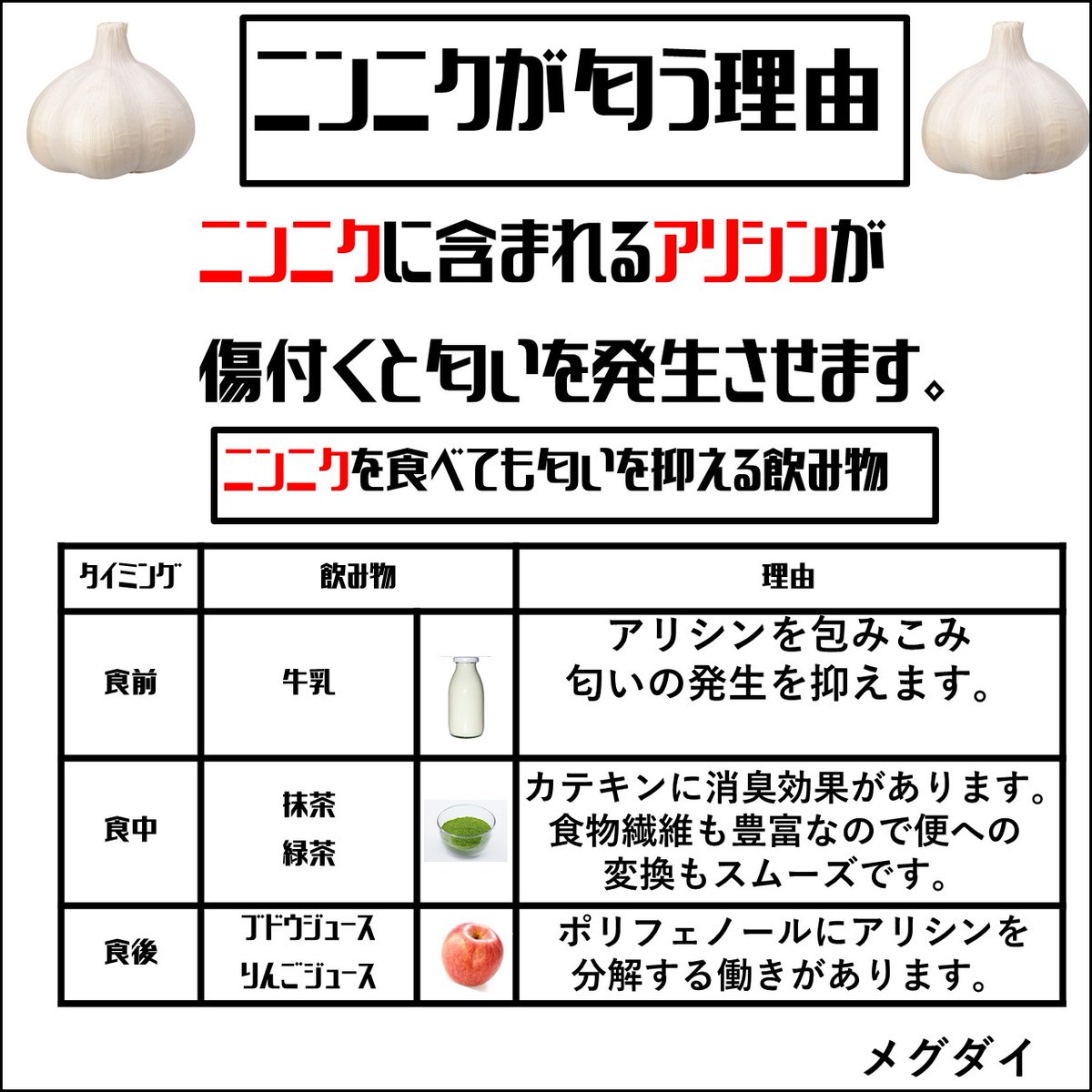 ニンニク臭を即消す最強飲み物は？牛乳やりんごの真相と飲むタイミング
