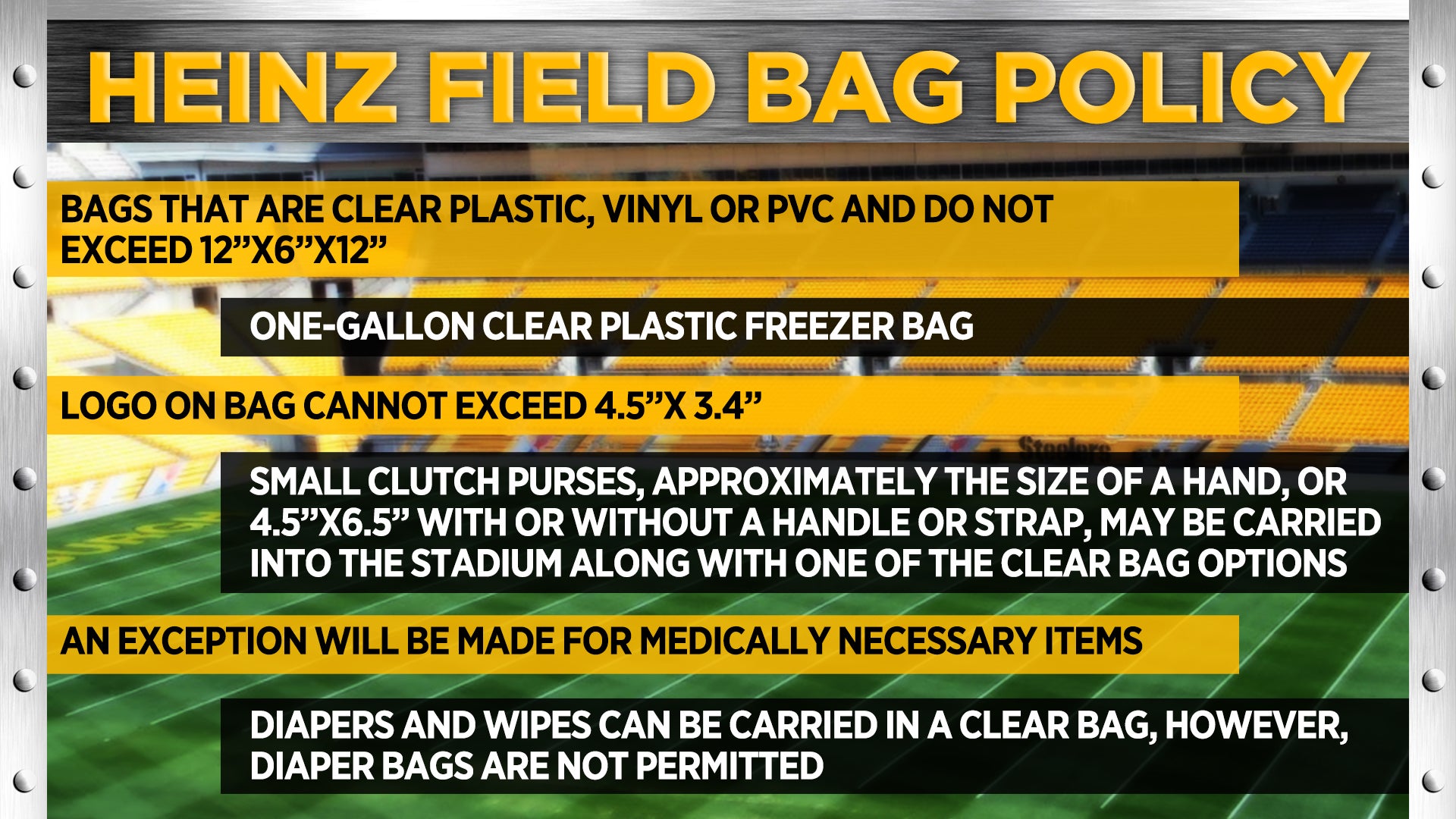 Bag Policy for Heinz Field