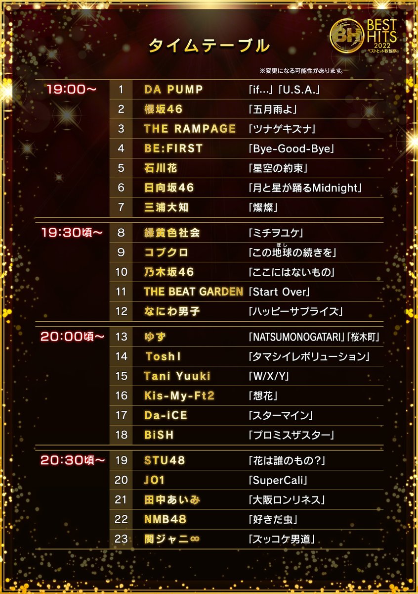 【2026最新】歌謡祭タイムテーブル速報！推しの出演時間と全セトリ完全網羅