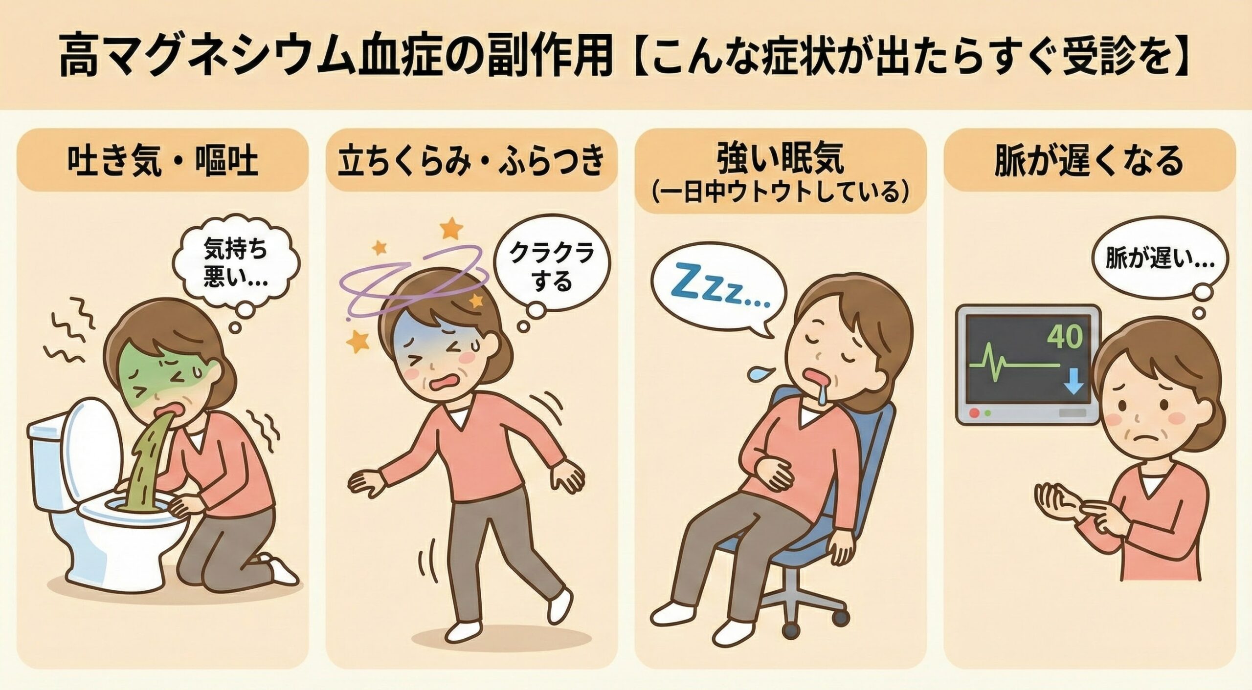 便秘薬でだるい？高マグネシウム血症の初期症状と命を守る回避策