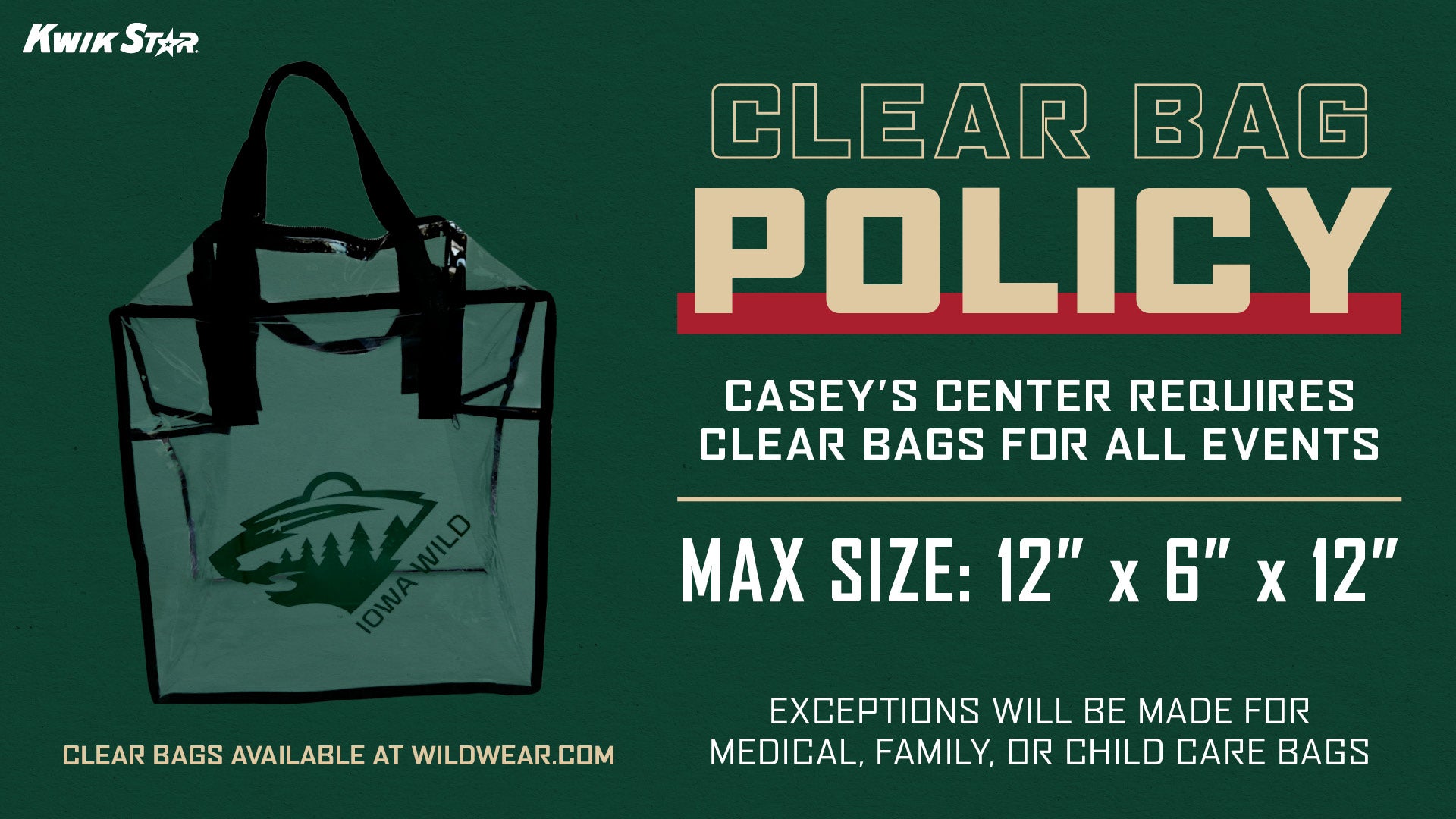 Bag Policy at Wild Games