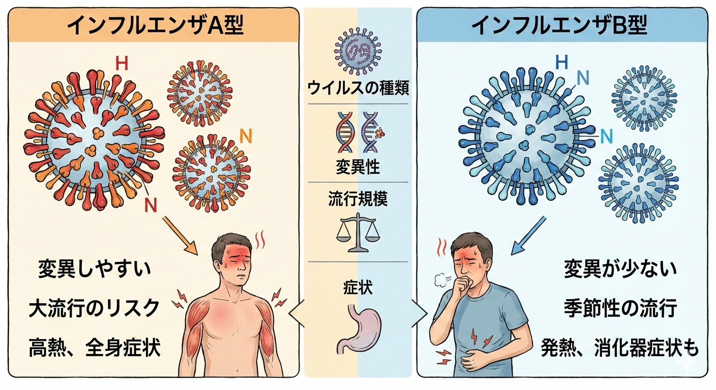 インフルA型とB型はどっちがきつい？症状の違いと大人が長引く理由