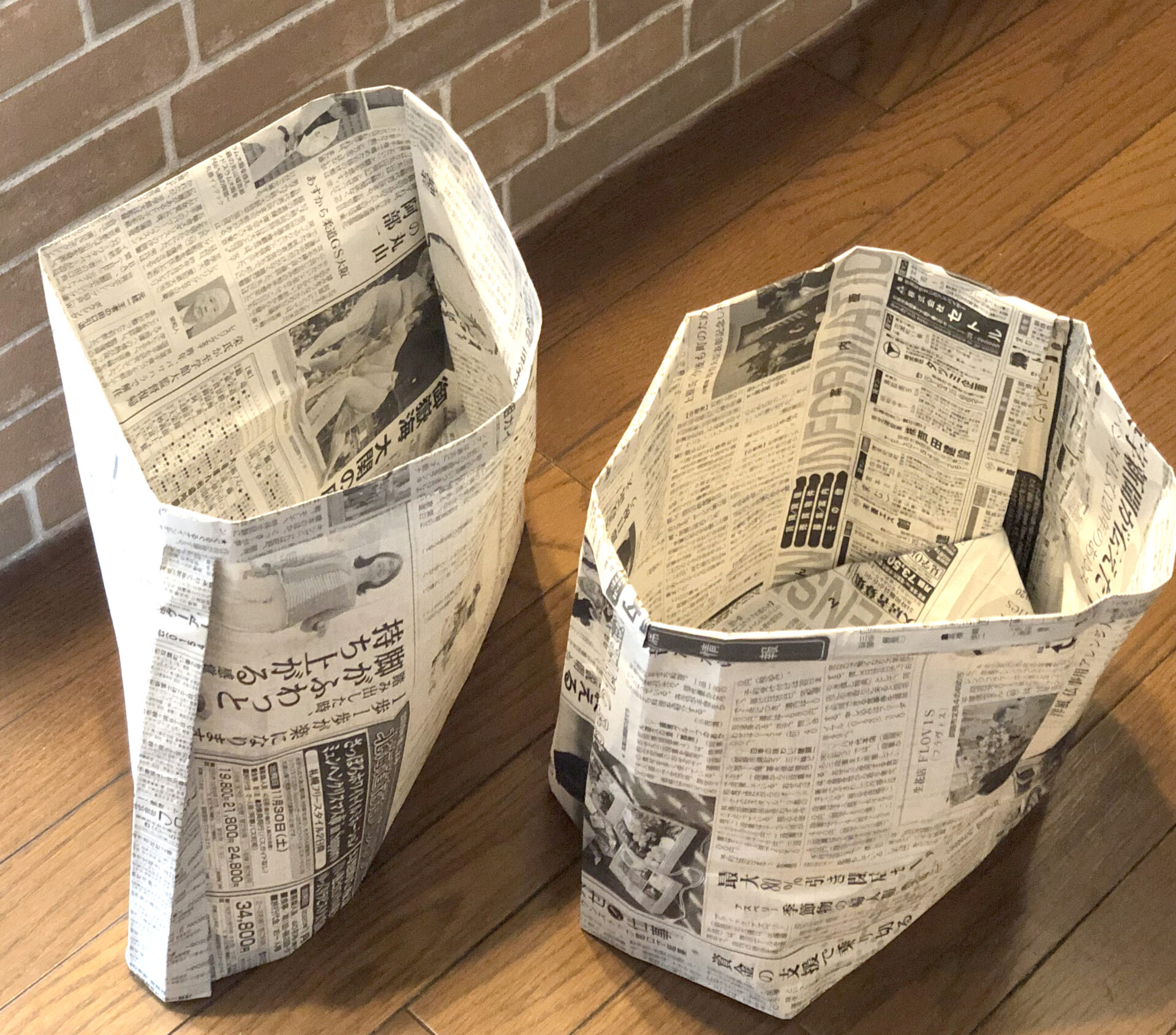新聞紙の長方形ゴミ箱が超便利！破れず大容量に折る裏技と活用術