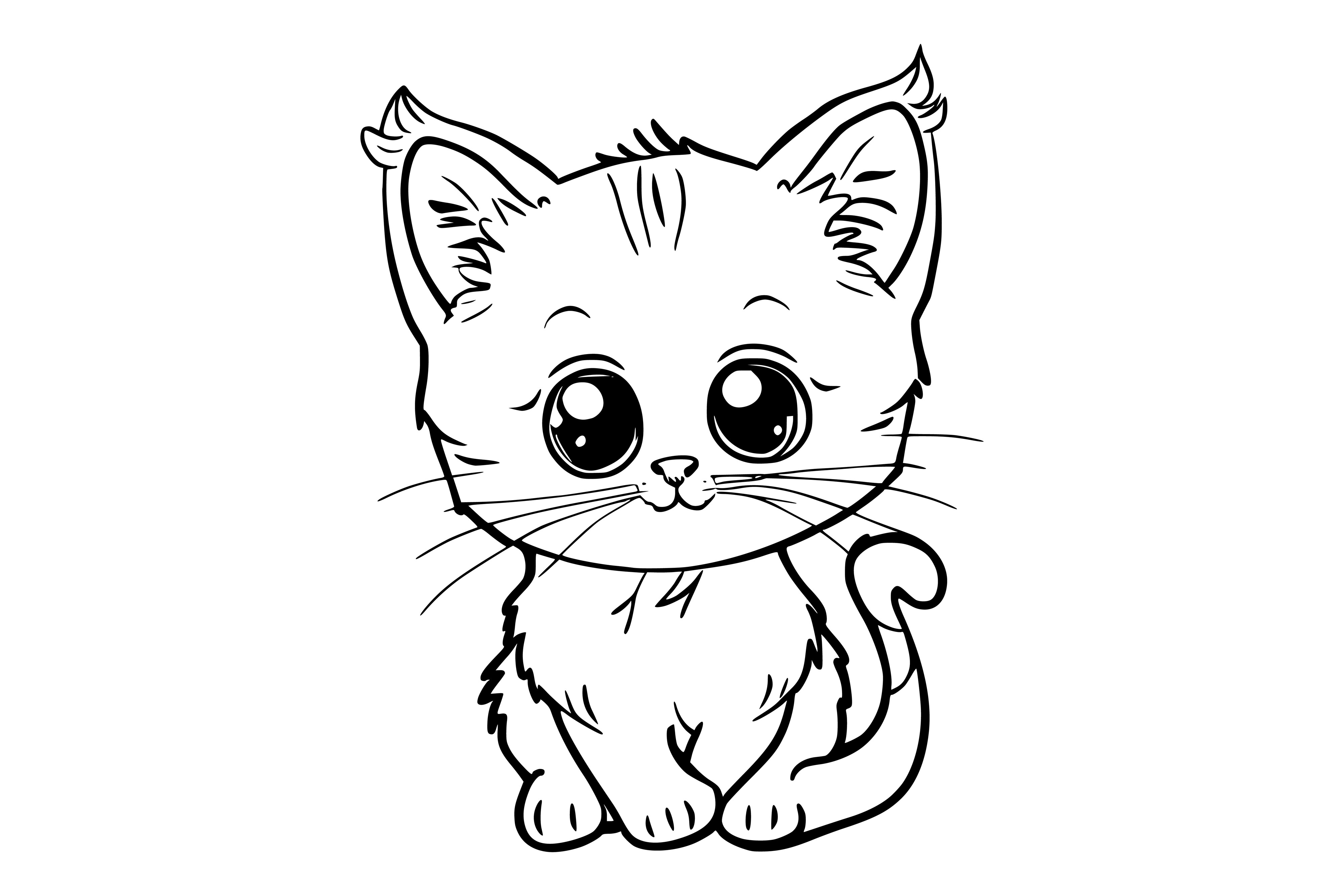 Baby Kittens with Cute Eyes Coloring Page