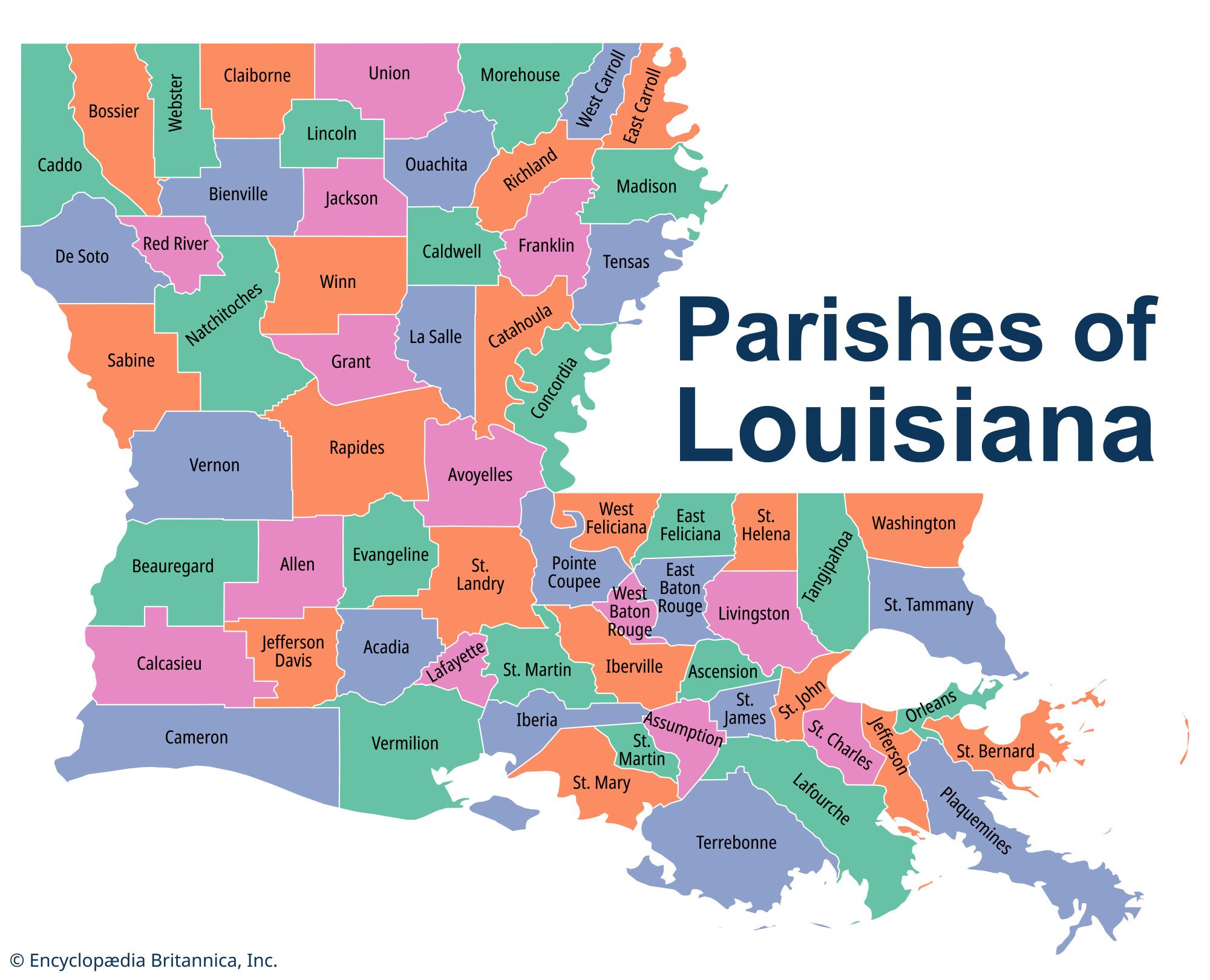 How Many Parishes in the State of Louisiana