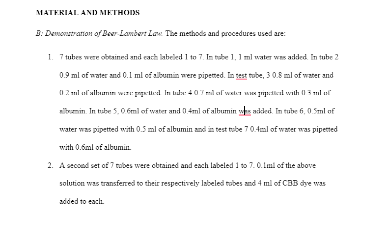 Materials and Methods Lab Report Example