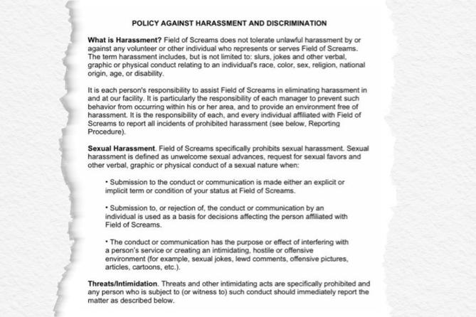 Field of Screams Bag Policy