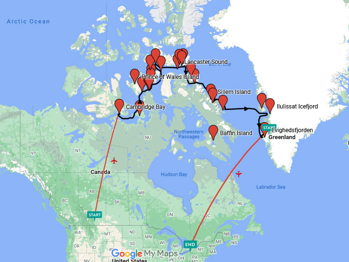Distance from Canada to Greenland