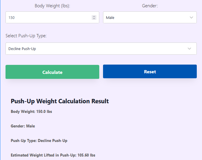 Push-up Weight Calculator