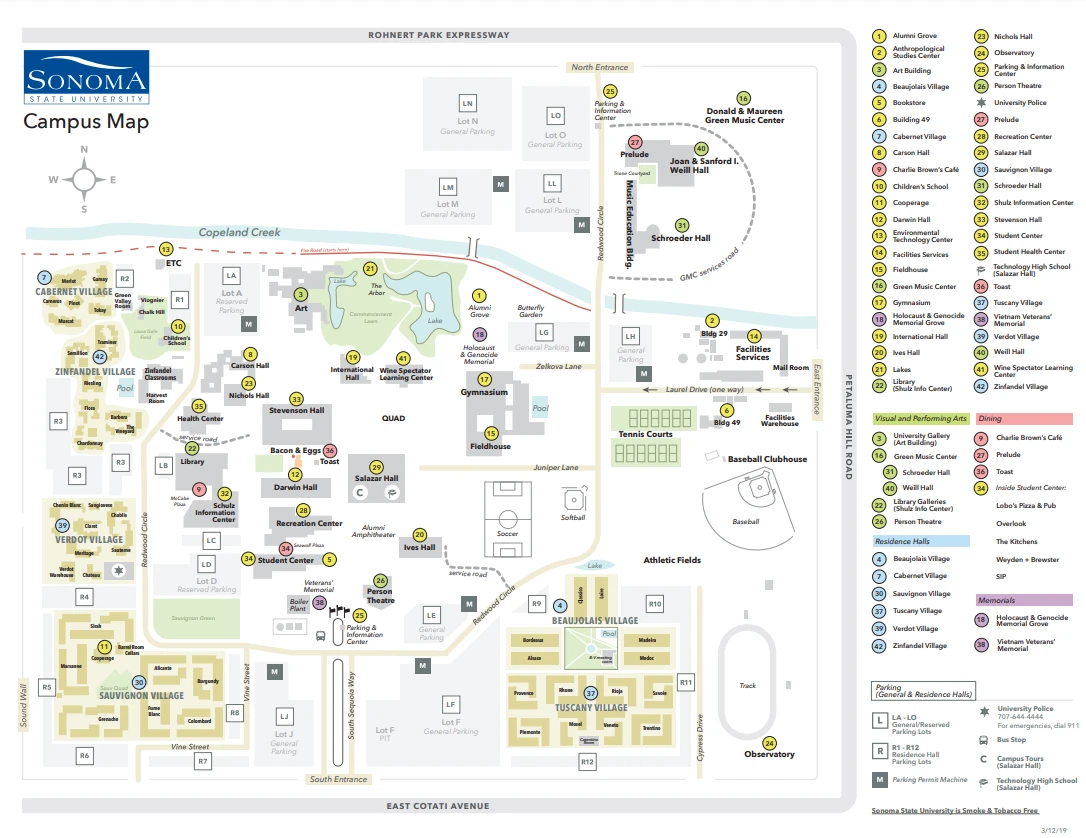 Sonoma State University Campus Map