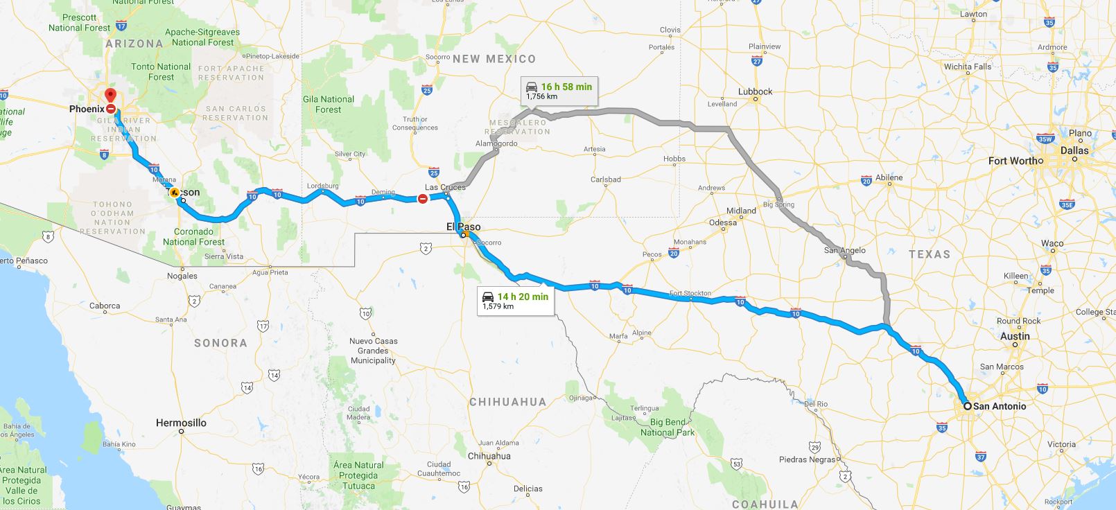 San Antonio to Phoenix Driving