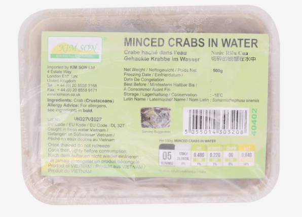 Frozen Minced Salted Crab