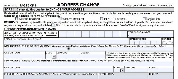 Change the Address for Car Registration