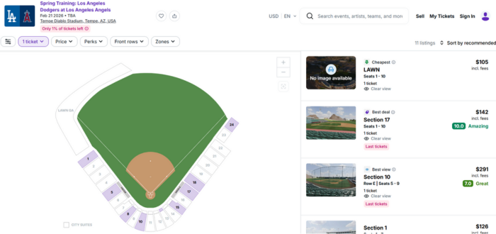 Dodger Spring Training 2026 Tickets