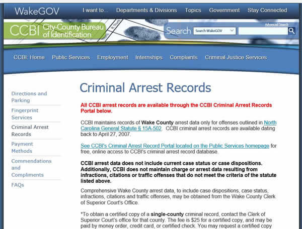 Wake County Sheriff's Office Arrest Records