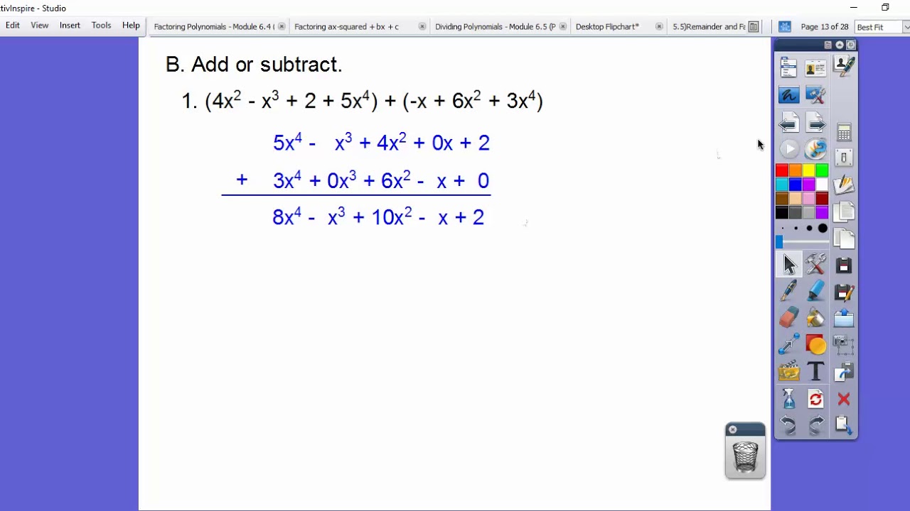 Module 6 Polynomials Module Quiz B Answers