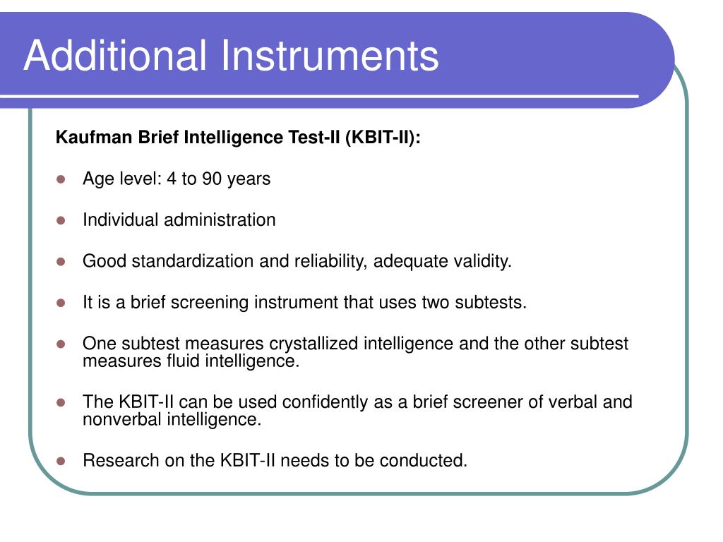 Kaufman Brief Intelligence Test Age Range