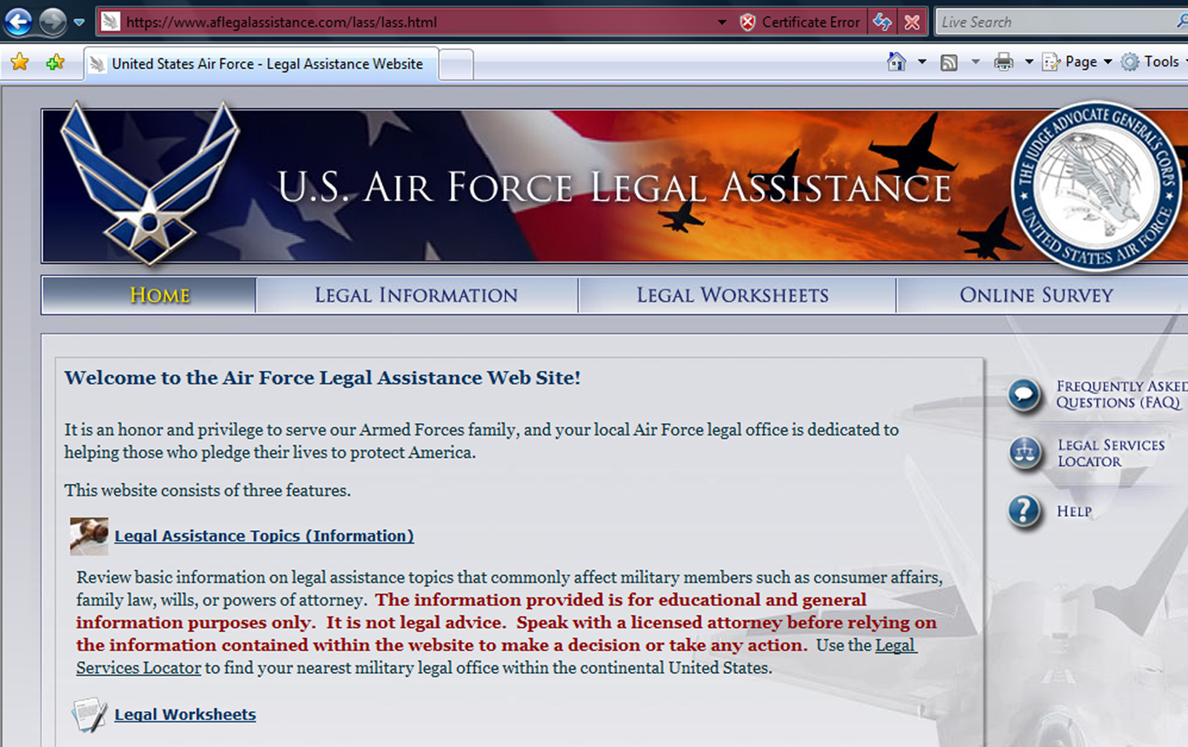 Air Force Legal Assistance Will Worksheet