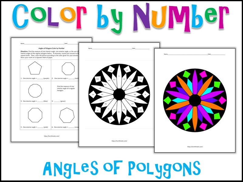 Angles of Polygons Coloring Activity Worksheet
