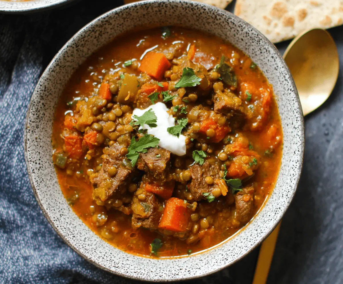 Ground Beef Lentil Stew