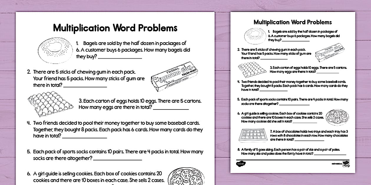 Multiplication Word Problems for 3Rd Graders